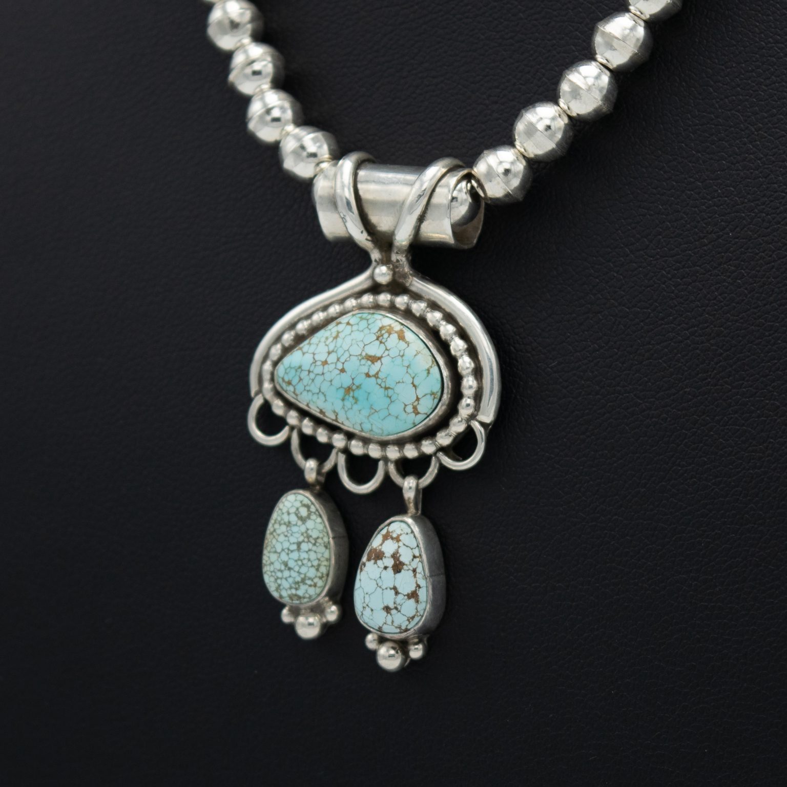Stunning Turquoise Pendant Necklace – Three Stone Design - Image 4