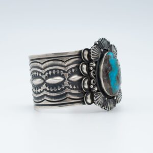 Breathtaking Bisbee Turquoise Bracelet by Navajo Artist Delbert Gordon