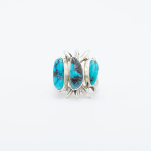 Epic Kingman & Morenci Turquoise Ring by Navajo Artist FL Begay