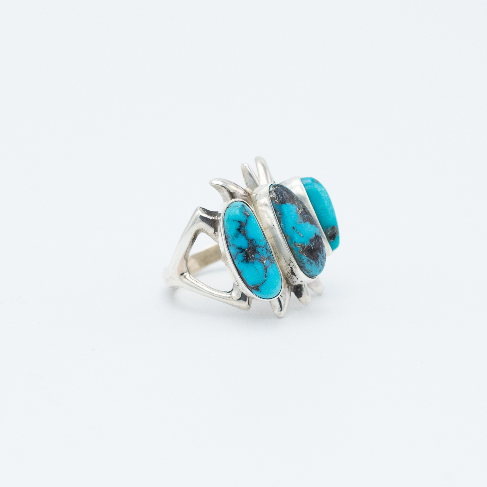 Epic Kingman & Morenci Turquoise Ring by Navajo Artist FL Begay - Image 4