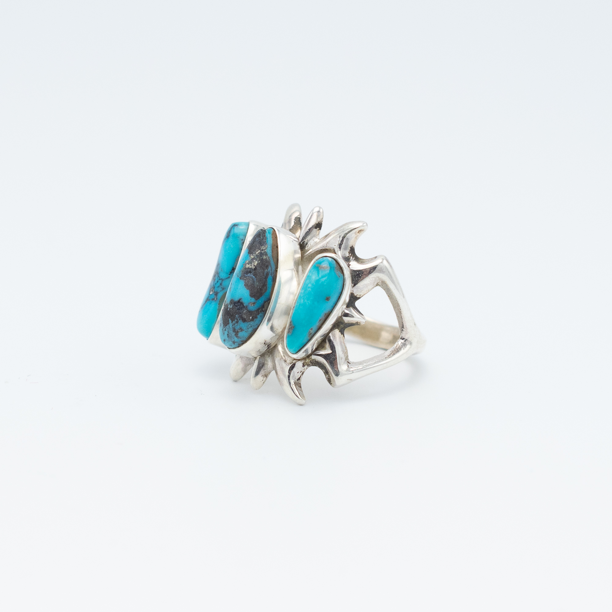 Epic Kingman & Morenci Turquoise Ring by Navajo Artist FL Begay - Image 3