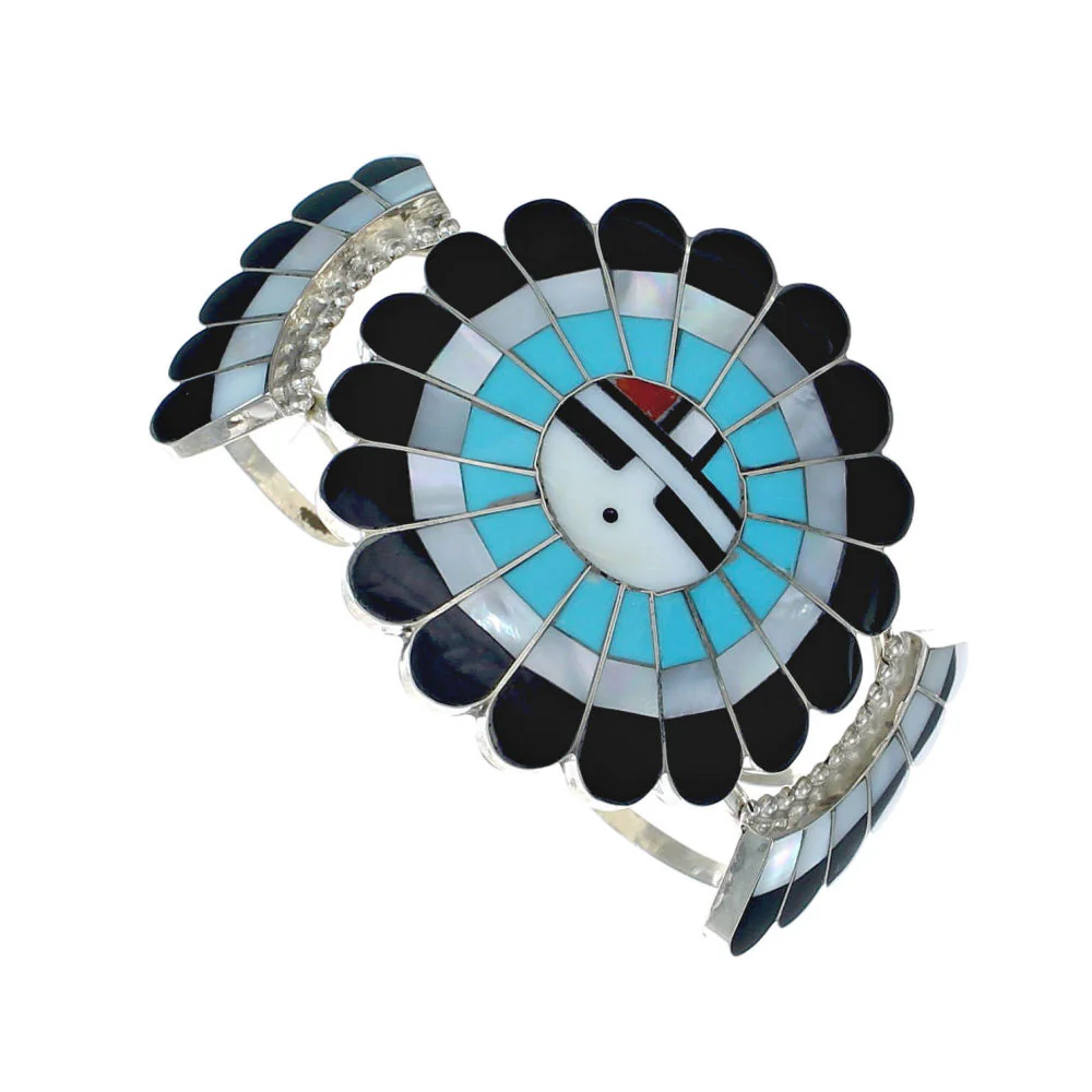Multicolor Inlay Zuni Sun Sterl