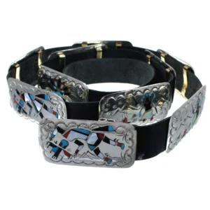 Multicolor Silver Navajo Thunderbird And Hummingbird Concho Belt