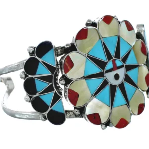 Multicolor Zuni Sun Sterling Silver Cuff Bracelet
