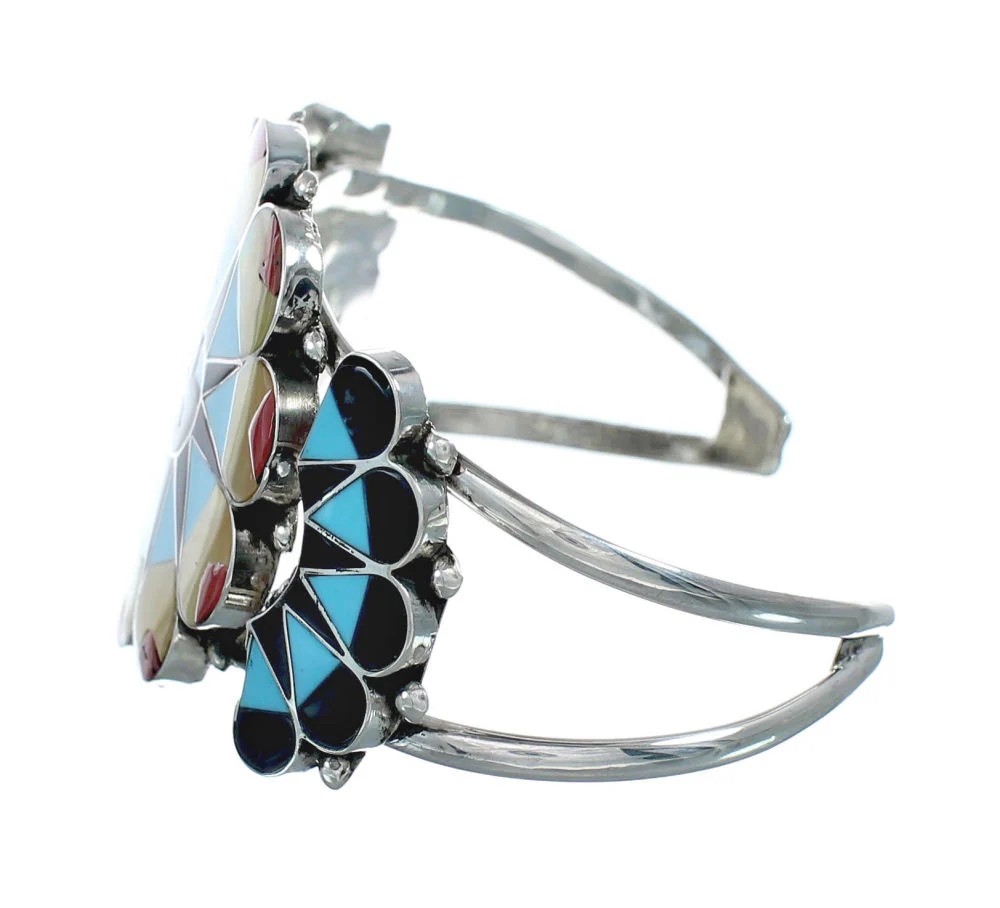 Multicolor Zuni Sun Sterling Silver Cuff Bracelet - Image 3