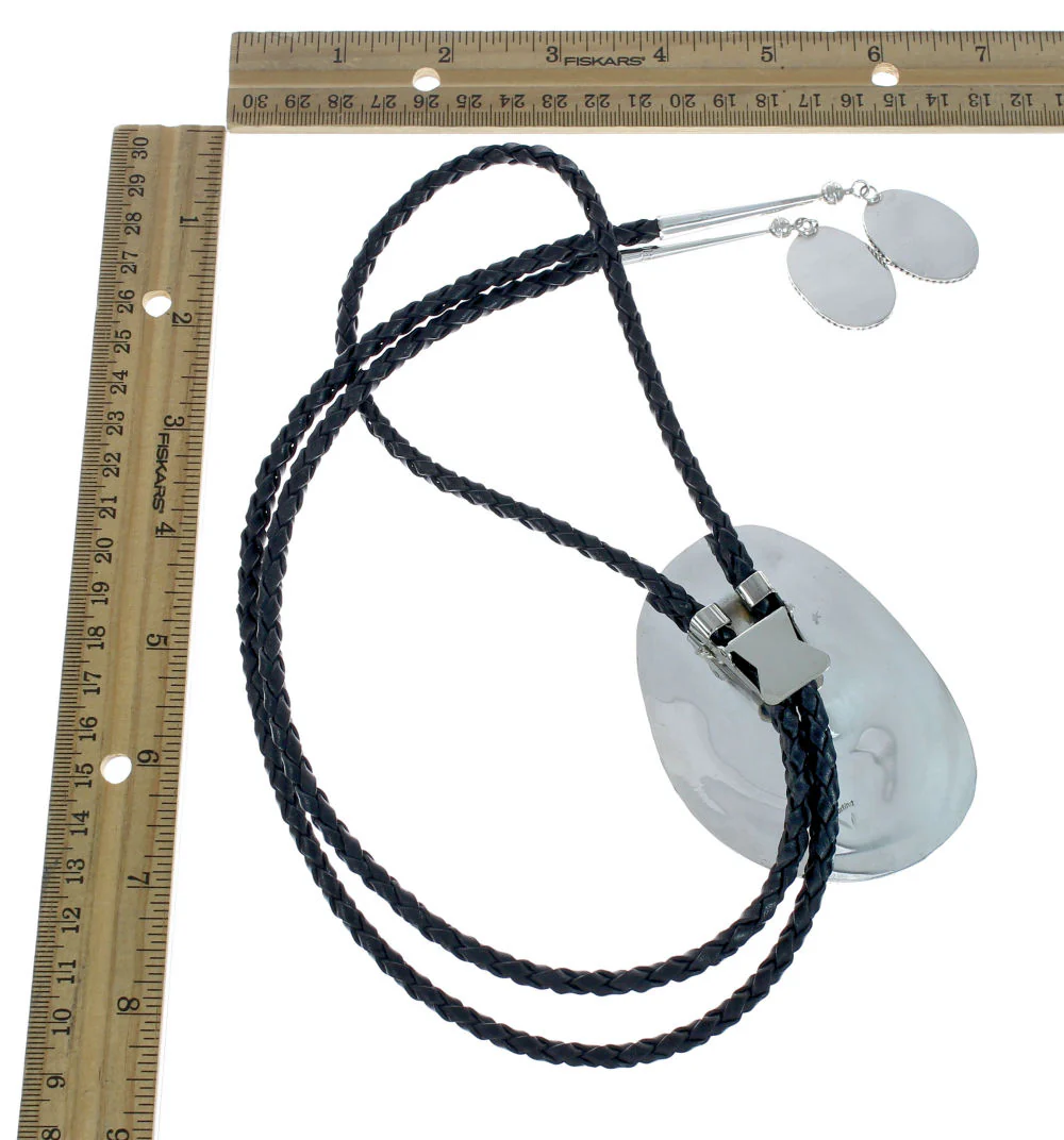 Navajo Quartz Bolo Tie Genuine Sterling Silver And Pink - Image 4