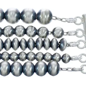 Native American 5-Strand Sterling Silver Bead Bracelet