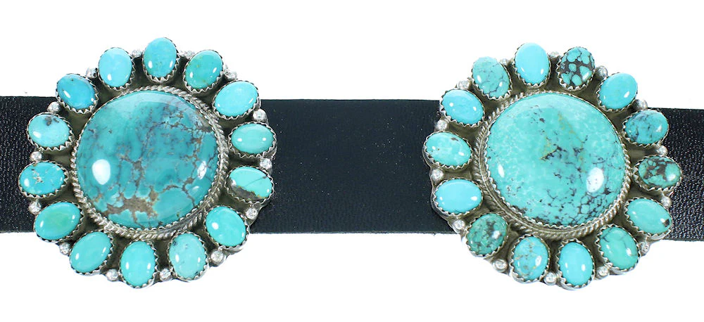 Navajo Concho Belt Native American Authentic Sterling Silver Turquoise - Image 4