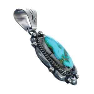 Authentic Turquoise Sterling Silver Native American Pendant