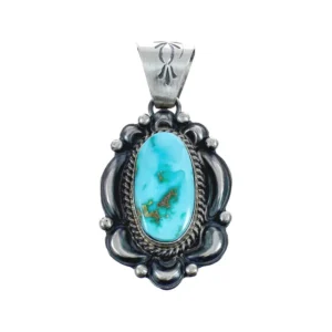 Authentic Turquoise Sterling Silver Native American Pendant