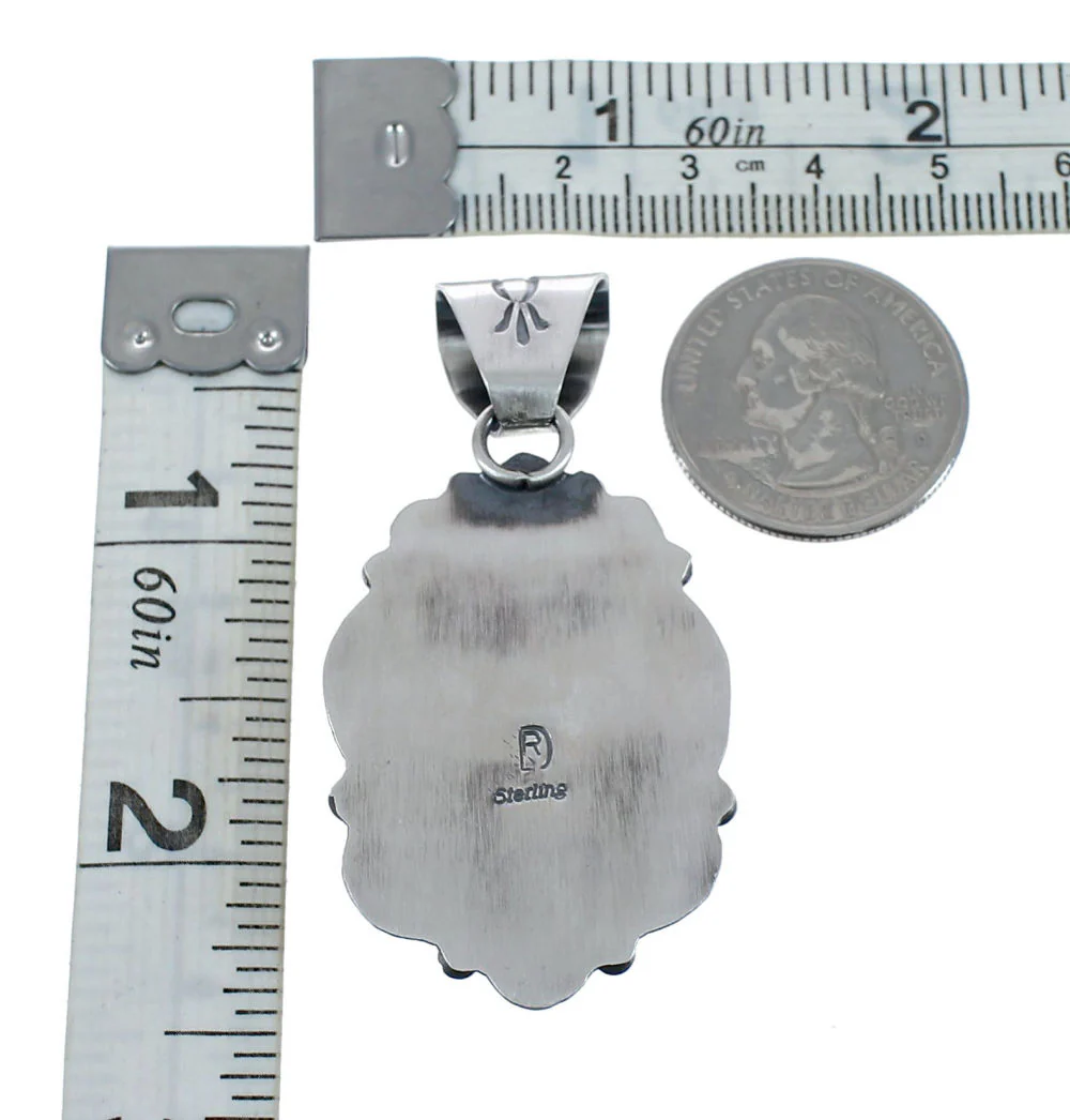 Authentic Turquoise Sterling Silver Native American Pendant - Image 3
