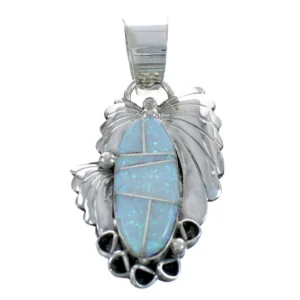 Blue Opal And Sterling Silver Native American Pendant
