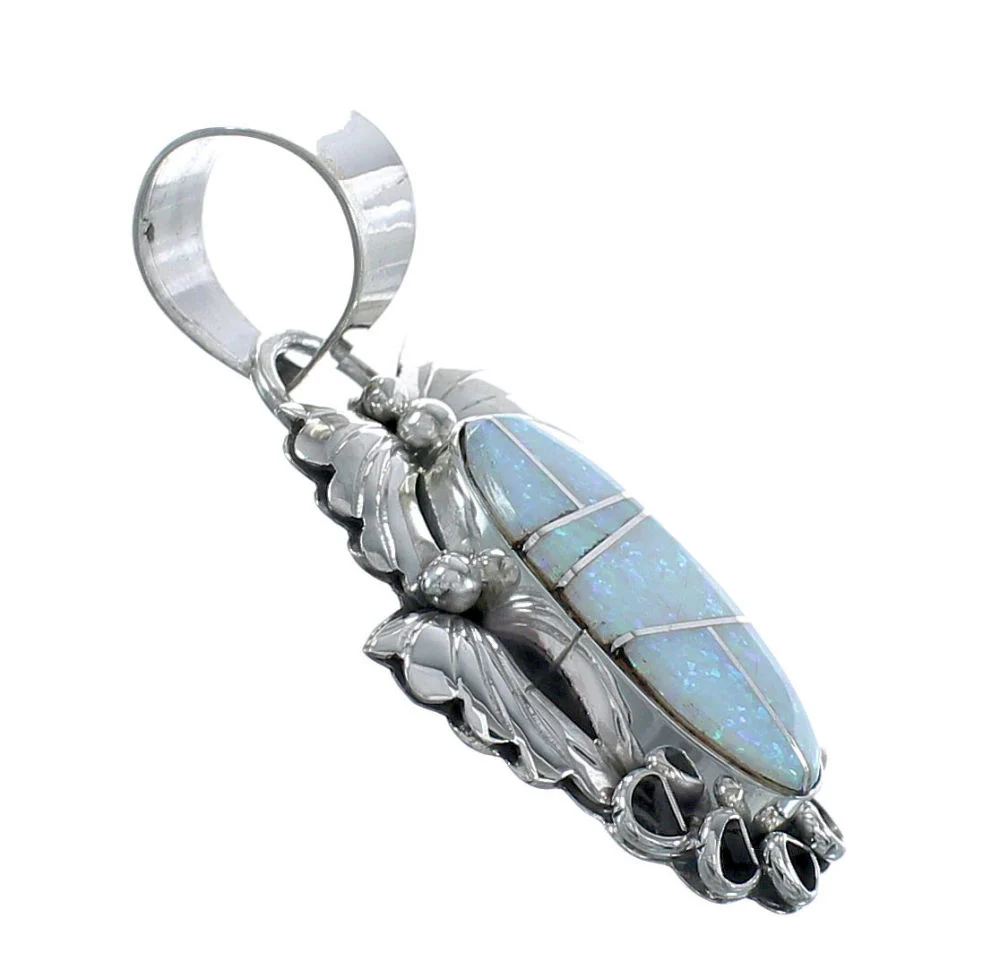 Blue Opal And Sterling Silver Native American Pendant - Image 2