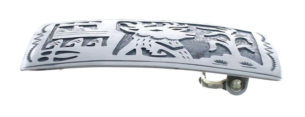 Native American Deer And Corn Belt Buckle Genuine Sterling Silver - Image 2
