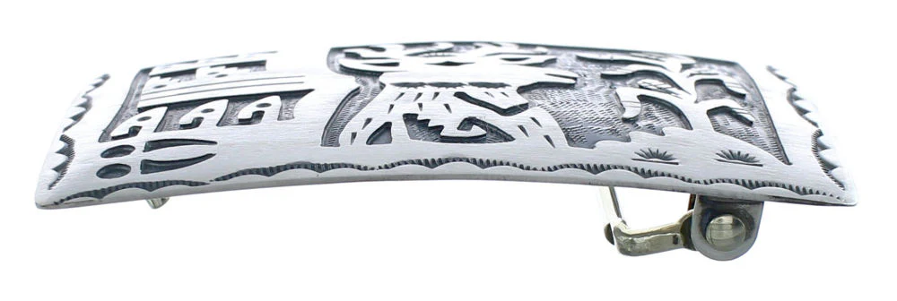 Native American Deer and Corn Belt Buckle Navajo Sterling Silver - Image 2