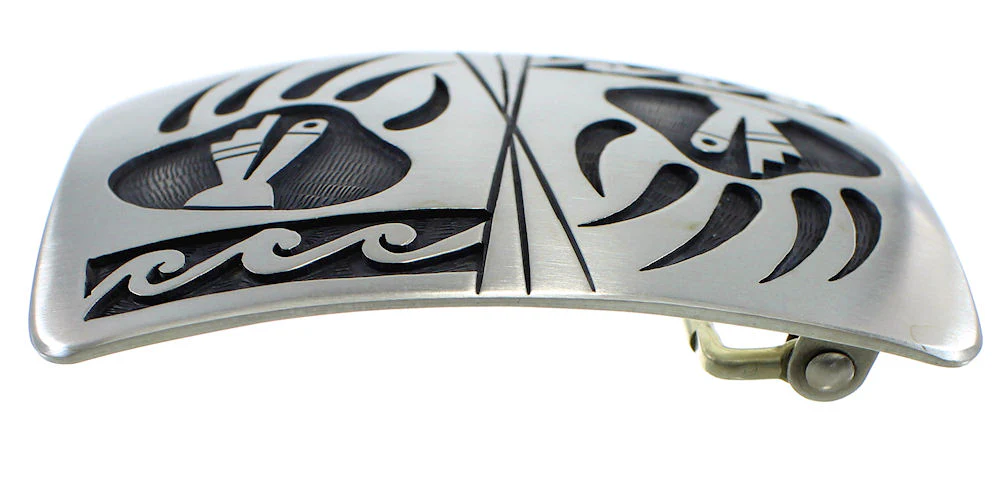 G. Phillips Bear Paw Water Wave Native American Belt Buckle - Image 2
