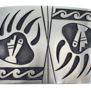 G. Phillips Bear Paw Water Wave Native American Belt Buckle