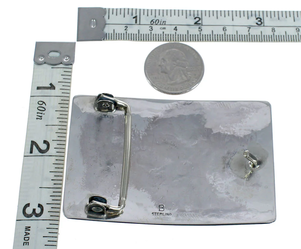Navajo Bird And Cactus Belt Buckle Native American Genuine Sterling Silver - Image 3