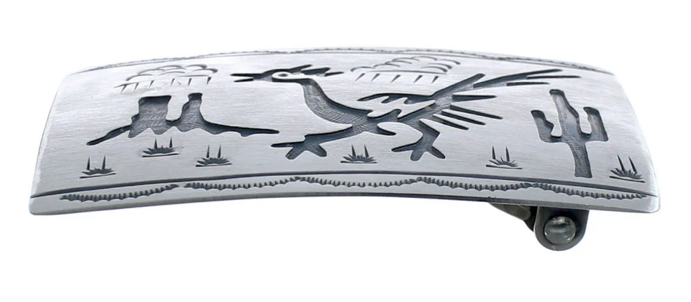 Navajo Bird And Cactus Belt Buckle Native American Genuine Sterling Silver - Image 2