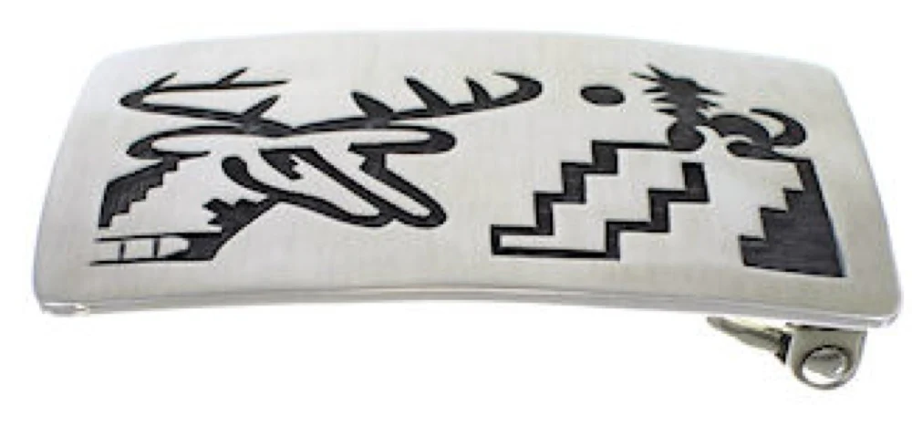 Hopi Jewelry Sterling Silver Deer Native American Belt Buckle - Image 2