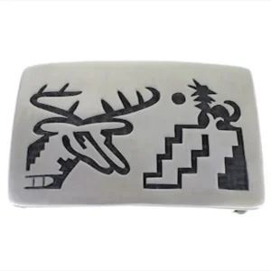 Hopi Jewelry Sterling Silver Deer Native American Belt Buckle