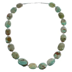 Native American Kingman Turquoise Bead And Silver Necklace