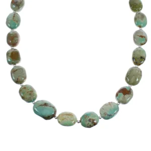 Native American Kingman Turquoise Bead And Silver Necklace