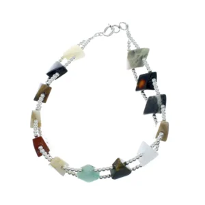 Native American Multicolor Treasure Sterling Silver Bead Bracelet