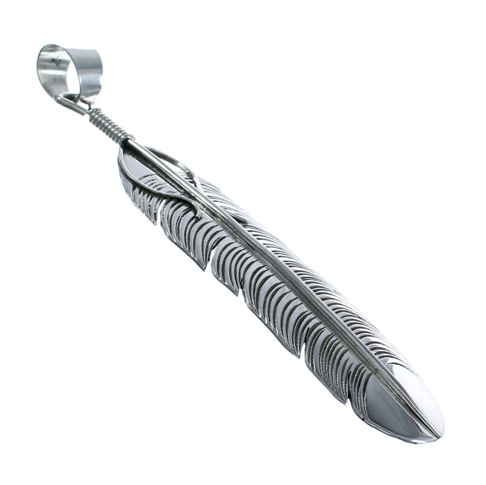 Navajo Sterling Silver Feather Authentic Native American Pendant - Image 2