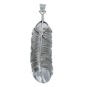 Navajo Sterling Silver Feather Authentic Native American Pendant