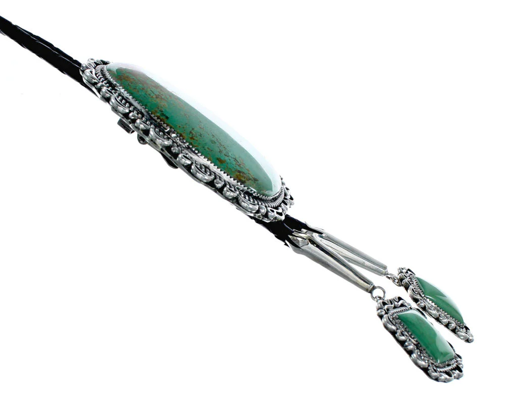 Native American Navajo Bolo Tie Turquoise Sterling Silver - Image 3