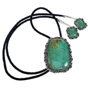 Native American Navajo Bolo Tie Turquoise Sterling Silver