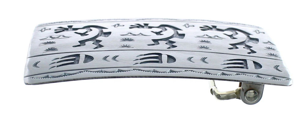 Navajo Kokopelli Bear Paw Belt Buckle Native American Sterling Silver - Image 2
