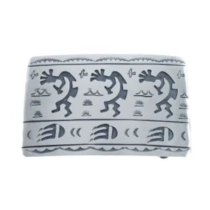 Navajo Kokopelli Bear Paw Belt Buckle Native American Sterling Silver