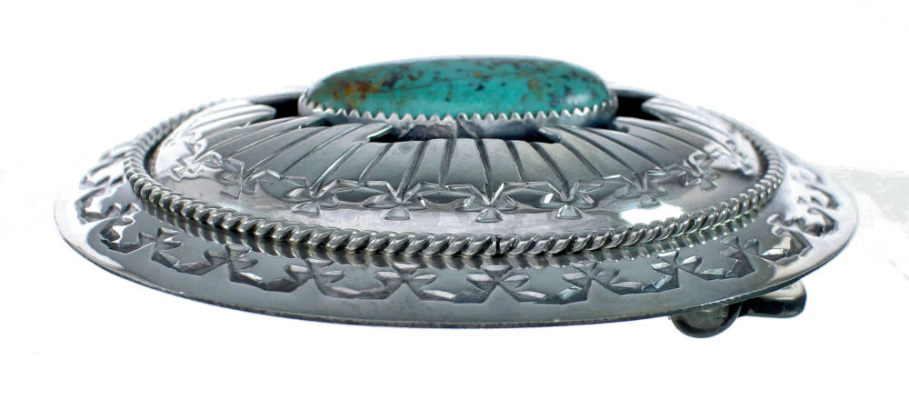 Navajo Turquoise Belt Buckle Sterling Silver Native American - Image 2