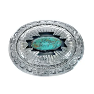 Navajo Turquoise Belt Buckle Sterling Silver Native American