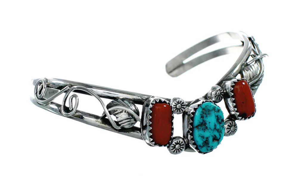 Navajo Turquoise And Coral Ste