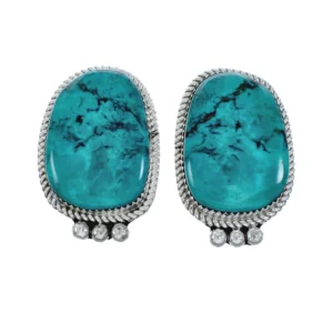 Native American Navajo Turquoise Sterling Silver Post Earrings