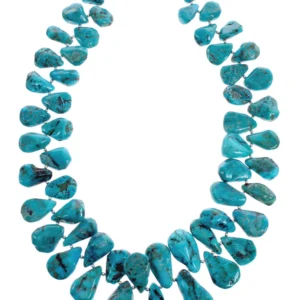 Native American Sterling Kingman Silver Turquoise Bead Necklace