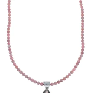 Native American Rhodochrosite Sterling Silver Bead Necklace