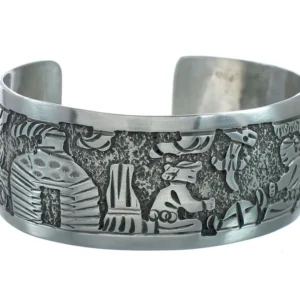 Sterling Silver Storyteller Native American Cuff Bracelet