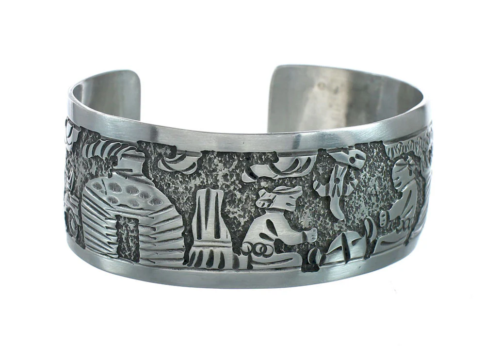 Sterling Silver Storyteller Native American Cuff Bracelet - Image 2