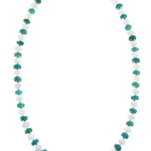 Native American Sterling Silver Turquoise And Mother of Pearl Bead Necklace