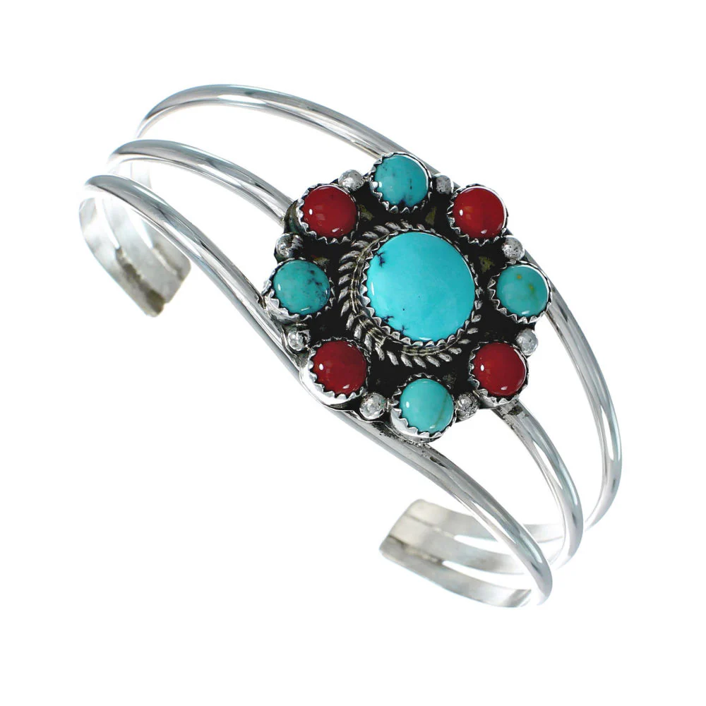 Navajo Turquoise Coral Sterling