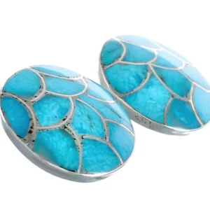 Native American Zuni Turquoise Sterling Silver Post Stud Earrings