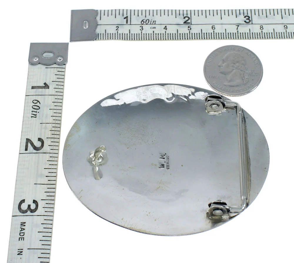 Navajo Bear Paw Belt Buckle Genuine Native American Sterling Silver Turquoise - Image 3