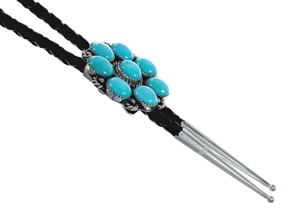Navajo Bolo Tie Turquoise Sterling Silver Native American - Image 3