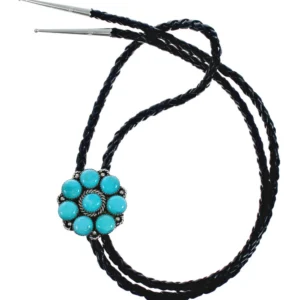 Navajo Bolo Tie Turquoise Sterling Silver Native American
