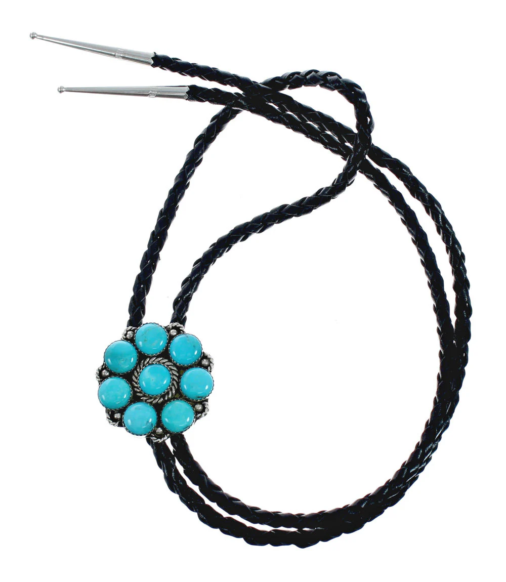 Navajo Bolo Tie Turquoise Sterling Silver Native American - Image 2