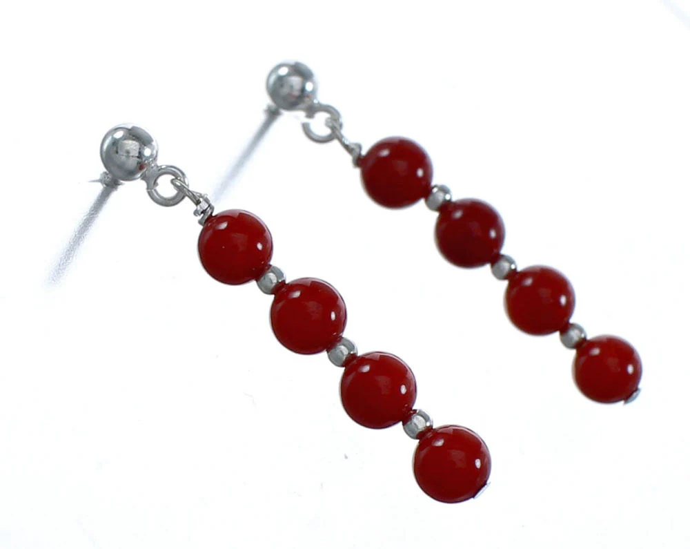 Navajo Coral Bead Post Dangle